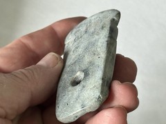 RARE PRE-COLUMBIAN ANCHOR PENDANT, COLUMBIA, COLORFUL POLISHED SERPENTINE, COA