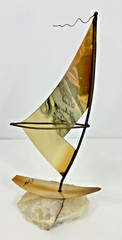 Demott Brass Kite Board Sailing Sculpture on Quartz Base