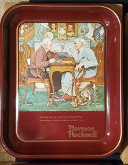 Two Trays: 1975 & 1976 Norman Rockwell Saturday Eve Post April Fools Day covers