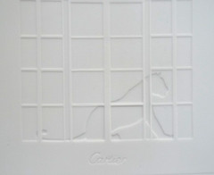 Cartier Porcelain Square Embossed Window Panther Large Tray France Authentic 9.5