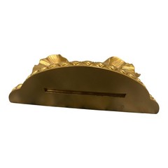 Hollywood Regency Bow Wall Shelf Plate Photo Display with Groove Gold Heavy 8″