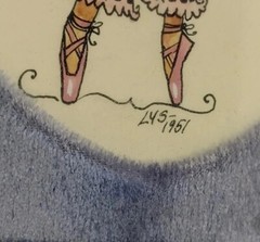Vintage Ballerina Girls Wall Art 1951 Set of 2 Framed Matted 5″x6″