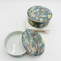 Vintage WBI Chinoiserie Partridge 3 Pc Set – Plate & 2 Trinket Bowls w/ Lids