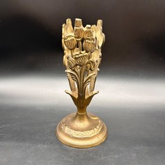 Vintage Art Nouveau Brass Candle Vase Holder Floral Decorative Ornate Display