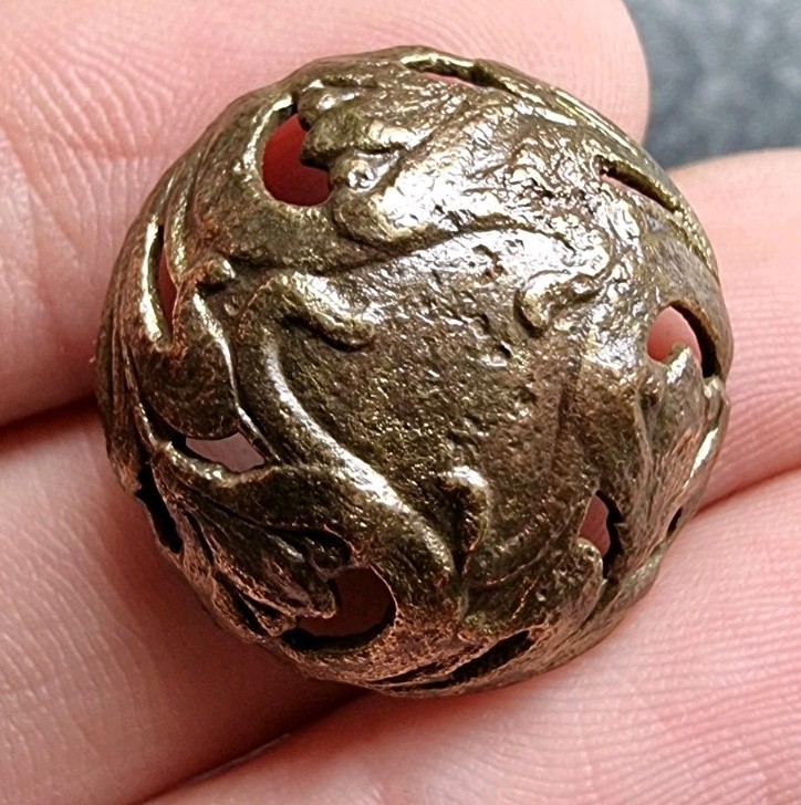 Post Medieval Button Decorated Metal Detecting Find Antique 22mm