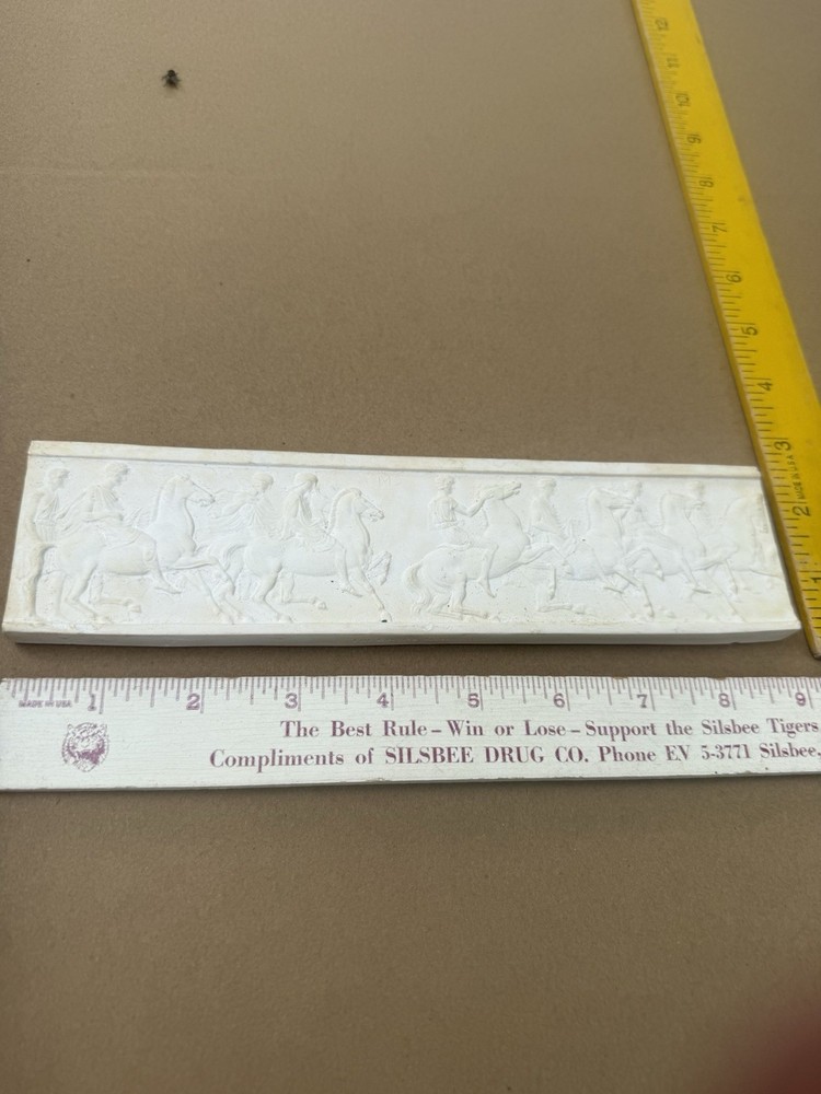 Parthenon Frieze Cast Plaster Ancient Roman Charioteers Replica Greece Vintage
