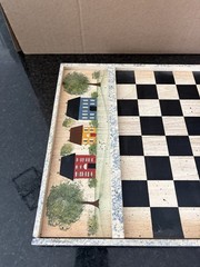 Vintage Folk Art Wooden Checkerboard Country Farmhouse Game Board Wall Decor