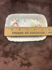 Antique Porcelain Hand Painted Trinket/Pin Tray/Dish Floral/Roses Signed “Lower”