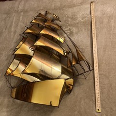 VINTAGE LARGE DEMOTT SHIP SCULPTURE HANDMADE MODERNIST SAIL SHIP SIGNED ORIGNAL