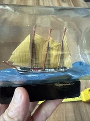 Vintage 3 Masted Schooner Ships In A Bottle Impressed Cork Seal John Madison
