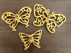 Vintage Homco Butterflies Wall Décor Set of 3 Plastic Faux Wicker Rattan Cottage