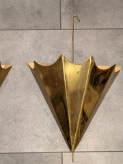 PAIR! Vintage Brass Tole Florentine Umbrella Wall Pocket