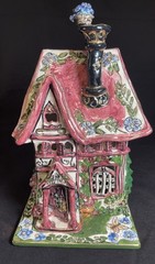 Blue Sky Clayworks Cozy Corner House Tea Light Base Retired 2000 10x6x6” OB