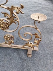 WROUGHT IRON CANDELABRA. RARE. HEAVY. FIVE CANDLES. 37 IN WIDE! 30 Lb? Italian?