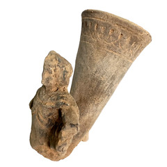 300 BC Ancient Roman Clay Terracotta Drinking Rhyton Very Rare Pottery Artifact