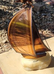 Vtg John De Mott Copper 10″ Sail Boat on Quartz Base Signed Nautical Gift