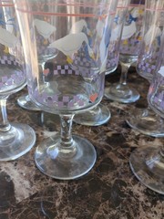 AUNT RHODY GOOSE STEM GLASSES 10 oz. VINTAGE Set of 5 EXCELLENT CONDITION