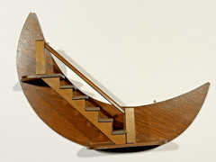 Vtg MCM Wood Crescent Moon Staircase Shelf *READ*
