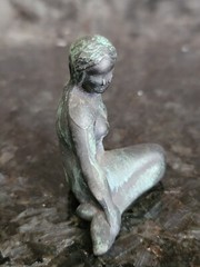 Vintage Cast Metal La Petite Sirene of Denmark Little Mermaid Figurine 2″ Patina