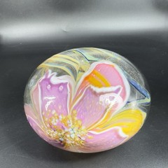 1985 Glasshouse Studios Signed Hand Blown Art Glass Oil Lamp Vase Paperweight