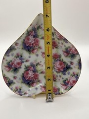 Vintage Heart Shaped Porcelain Trinket Gold Trim Rose Di