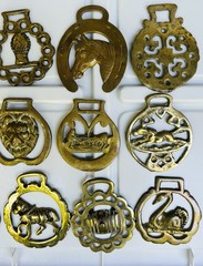 Lot of 12 Vintage Brass Horse Harness Medallions Decorative Tack