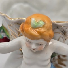VTG Porcelain Centerpiece Bowl Cherub Occupied Japan Hand Painted Gold Trim
