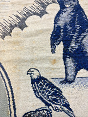 Vintage Wall Hanging Blue White Alaska Little Norway Fish Bear Boat Plane