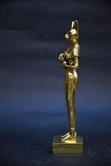 Authentic Ancient Egyptian Antiquities Bastet Cat Gold Leaf Statue Egyptian BC