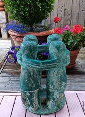 TABLE vtg circle of friends mayan aztec mexican candle garden sculpture western