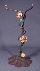 Vintage ITALIAN TOLE Metal Jewelry Holder Stand Roses