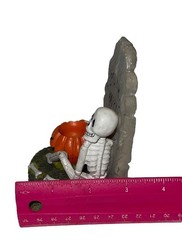 Vintage Halloween Scenes Air Planter Skeleton “Here Lies Hairy Scary” Tombstone