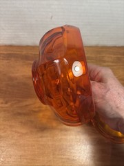 Viking Paneled Covered Candy Dish Persimmon Orange Glass Lidded Bowl