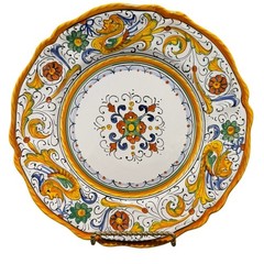 Pair Maioliche Deruta Italy Hand Painted Raffaellesco Majolica 10″ Dragon Plates