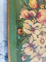 Vintage 1940’s large hand painted tole tray 26 1/4x 18 1/4 x 1,5 inches.