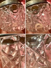 Antique Small Levi & Salaman Glass Jar Pot Sterling Silver Lid Art Nouveau 1900s
