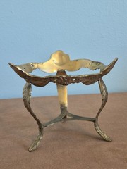 Ornate Floral Brass Bowl Tripod Stand Display