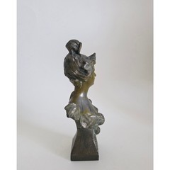 French Boule de Neige Lady Bust Spelter Art Nouveau Style Figurine