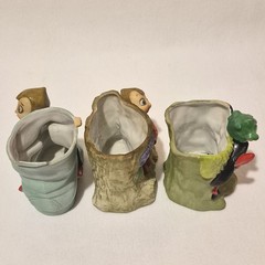 3 Vtg Acme China Norcrest Made In Japan Big Eyed PIXIE ELF Planters Whimsical