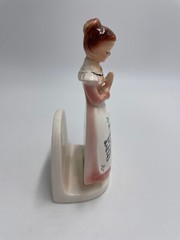 3 Piece Pink Enesco Vintage Mother in Kitchen Prayer Napkin Holder Salt Pepper
