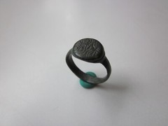 very rare ancient Viking engraved bronze small women’s ring with runes.IX – X AD