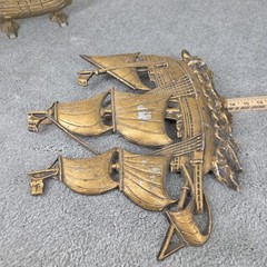 Vtg Nautical Sailing Ship Cast Aluminum Wall Hanging Doorstop Japan Made In Lot