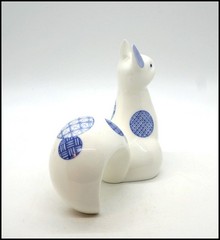 Modernist Noritake Bone China Squirrel Figurine Blue & Gold Japanese Crests 1326