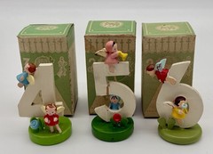 VTG Complete Sevi Wooden Birthday Cake Toppers Handmade In Italy Set of 11