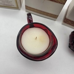 Vtg Avon Cape Cod Collection 1876 Ruby Red Glass Sugar Bowl, Creamer & Gruet Lot