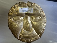 RARE AUTHENTIC PRE-COLUMBIAN GOLD & SILVER HUMAN EFFIGY MASK W/ COA, S. AMERICA