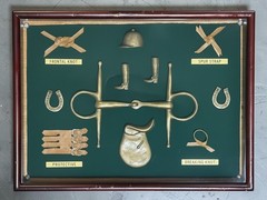 Vintage Brass Equestrian Shadowbox 6.5×12 Framed Horse Bit Display Decor