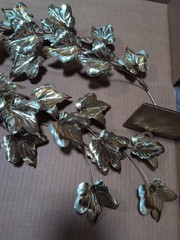 Vintage Home Interiors Pothos Vine Plagues – Metal Brass Copper Ivy – Set Of 2