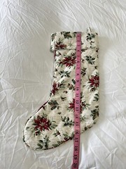 Longaberger Homestead | Traditional Christmas Stocking | Poinsettia Holly Berry