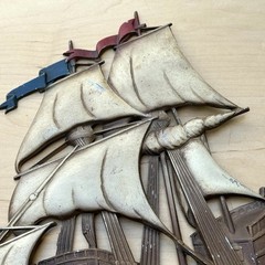 Vintage Metal Sail Ship Boat Sexton Wall Art Nautical / Pirate / Sea Decor